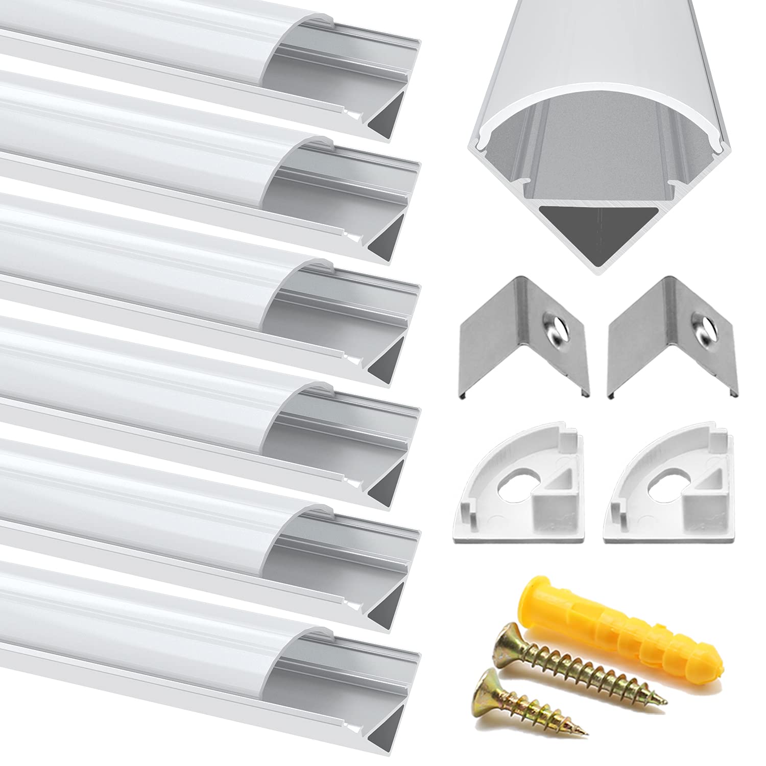 Led Aluminum Profile, 6 Pack 1Meter/3.3ft VShape Led Aluminum Channel