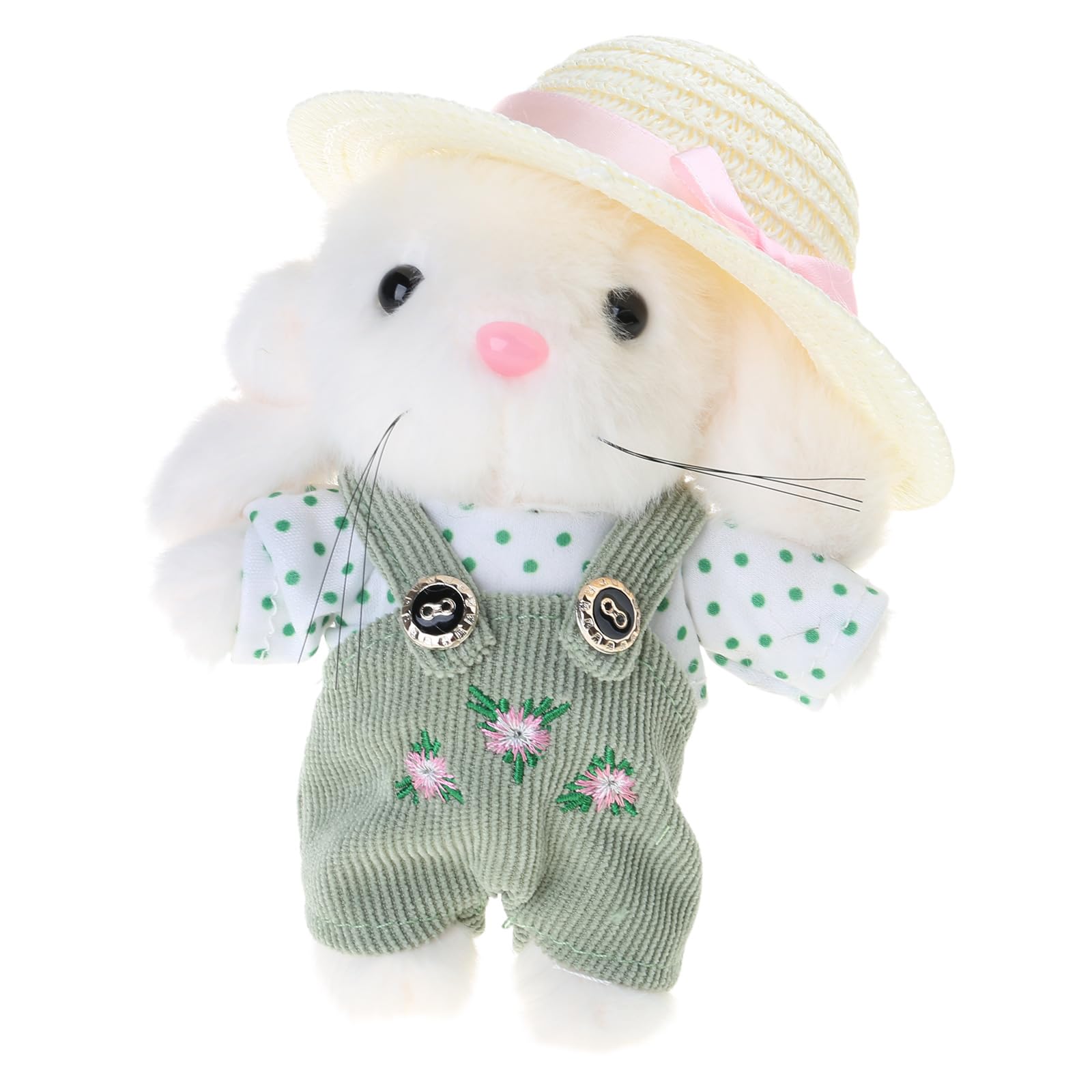 NEWFT Soft Plush Rabbits Keychain Miniature Gardener Rabbits Stuffed Charm Versatile Plush Ornament Accessory