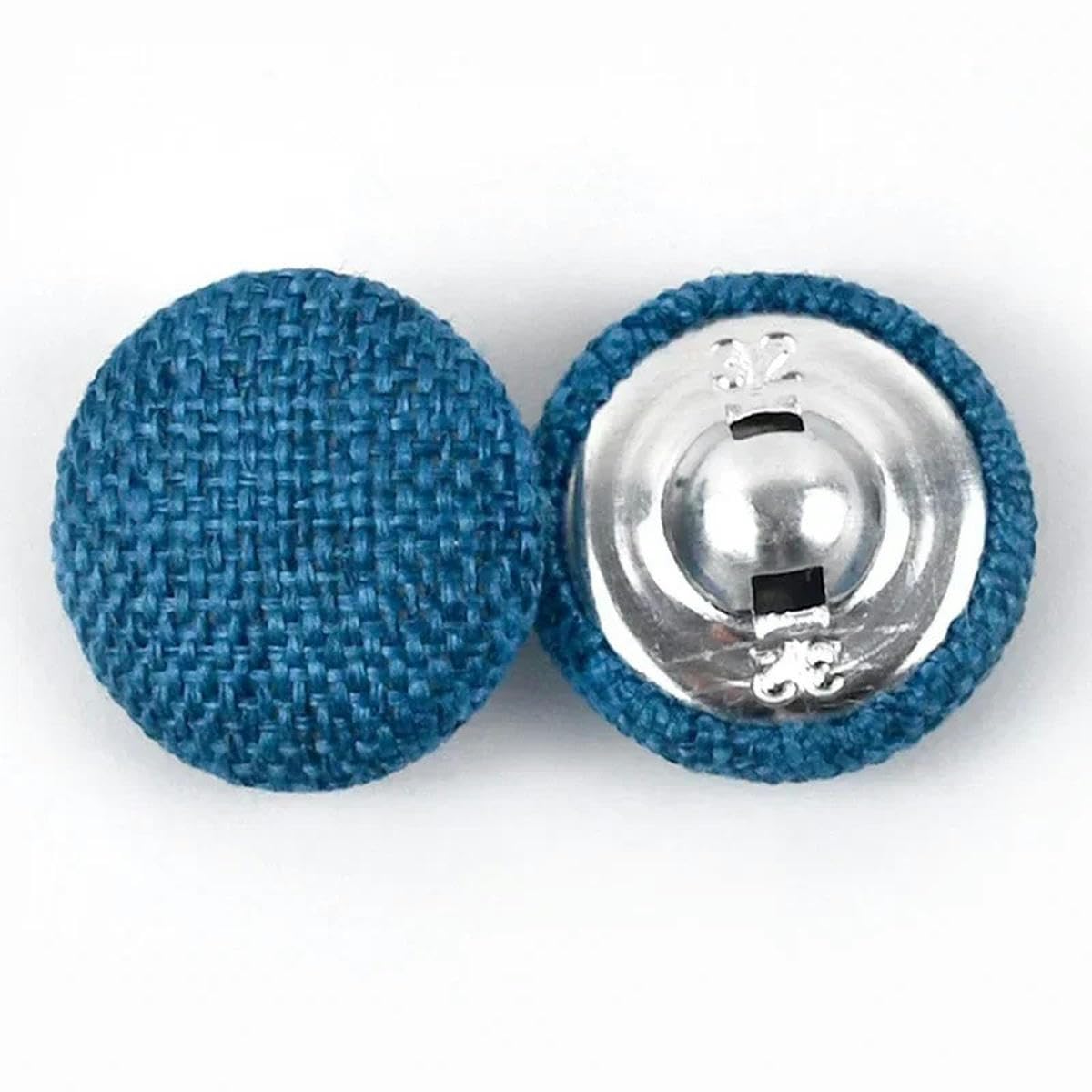 30piece 11-30mm Metal Linen Covered Button for Clothes Sofa Cushion Decor Round Shank Buttons DIY Suit Overcoat Sewing Accessories-8Blue-30mm