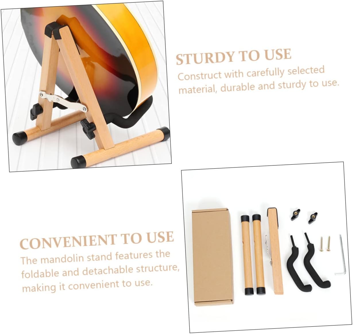 Folding Mandolin Rack Detachable Stand for String Instruments Compact Design Stable Structure for Home Use and Travel Storage