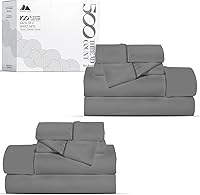 Vista 26 de Mayfair Linen - Juego de sábanas 100% algodón, tamaño Queen, 500 hilos, 4 piezas (azul claro), suave, refrescante, sábana de algodón satinado