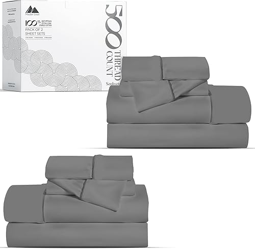 Miniatura 126 de Mayfair Linen Juego de sábanas de 100 % algodón a rayas, tamaño individual, sábanas de damasco de 500 hilos, tamaño individual, juego de 3 piezas