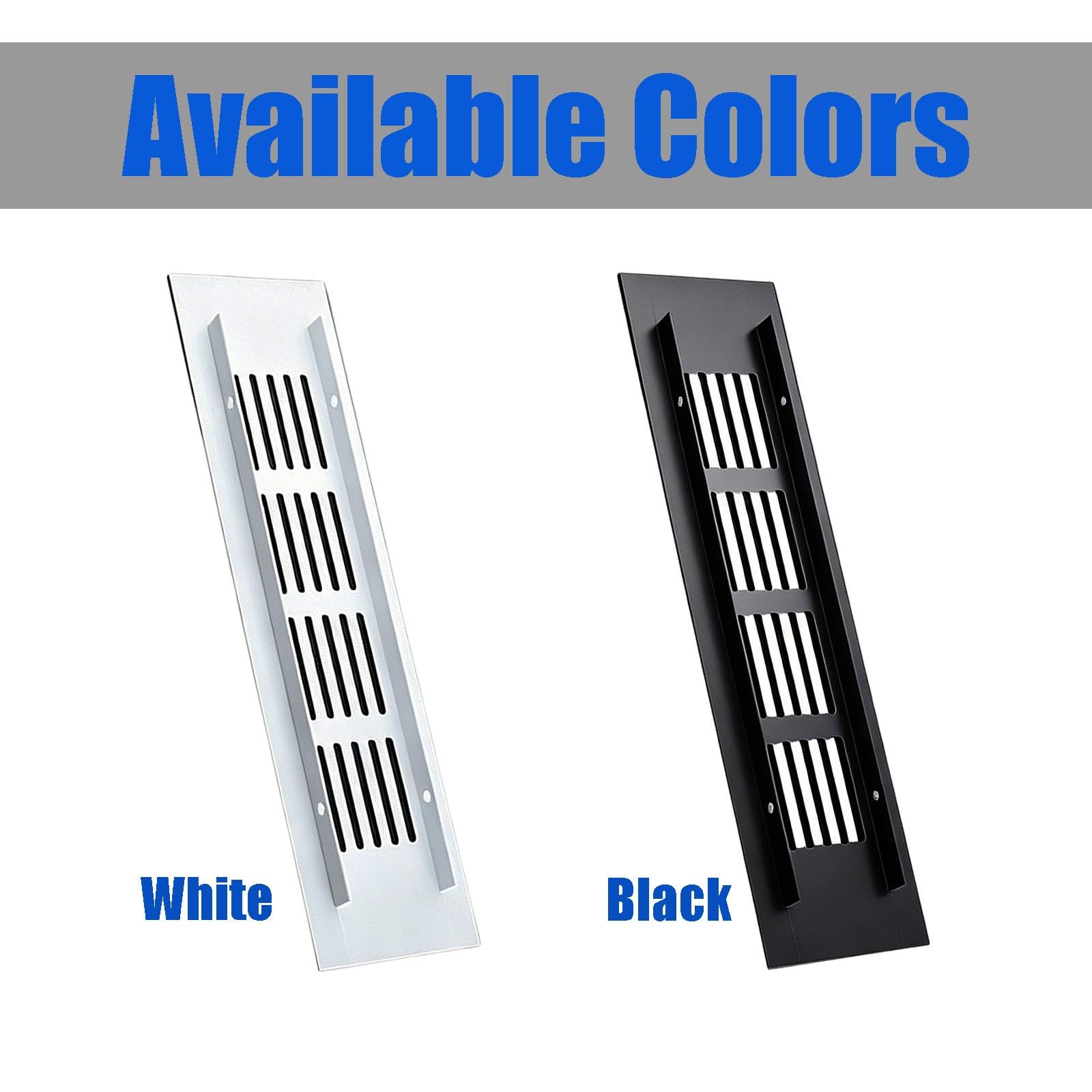 lüftungsgitter Schwarz-weiße Lüftungsabdeckung, 15, 30, 50, 80 Cm Plattenlänge, 1 Stück Kleiderschrank-Lüftungsgitter Für Zuhause, Schraubbefestigung(Black,W 15 CM L 60 CM)