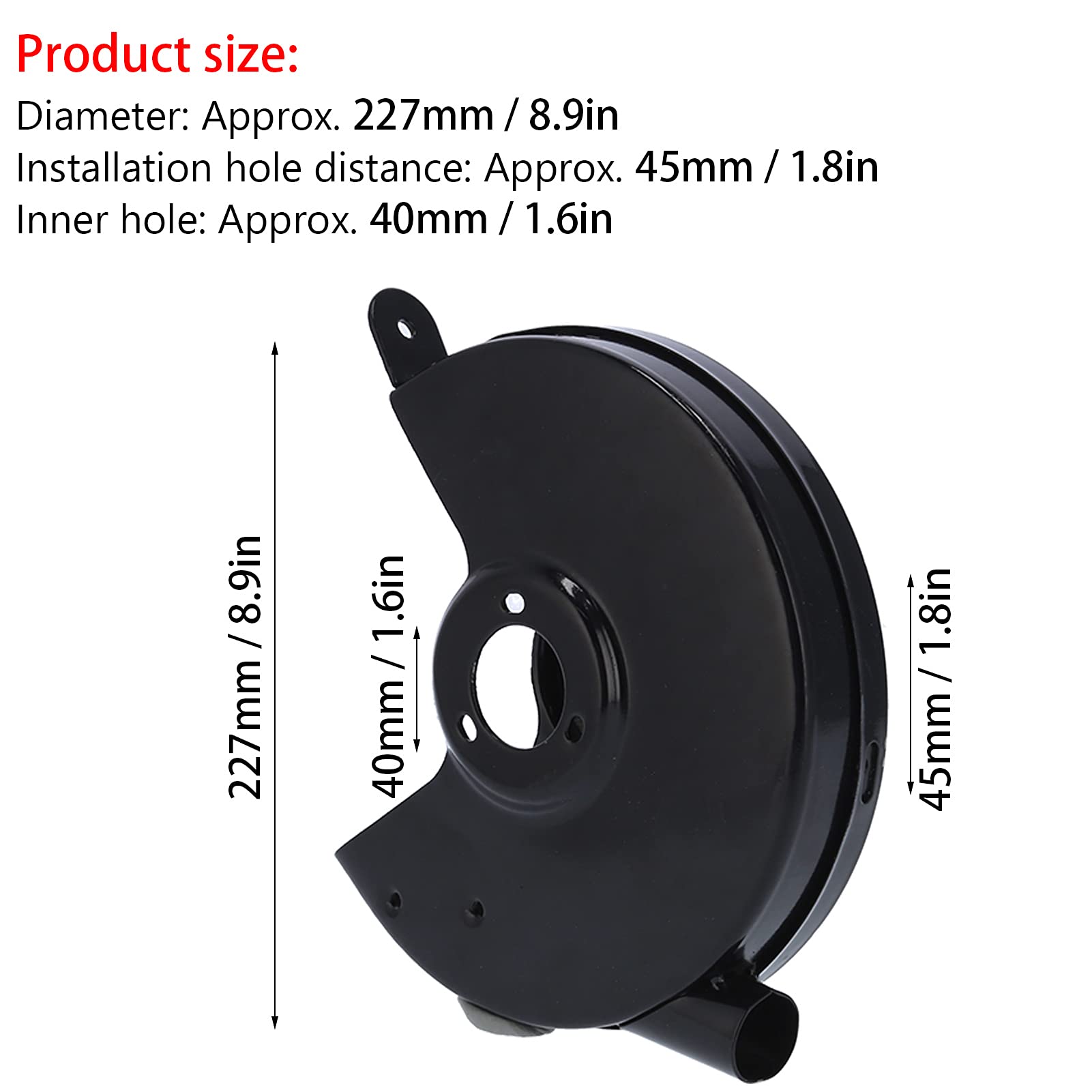 Protezione e protezione per mola in acciaio ad alta velocità nero con finitura in plastica spray per set di ricambio per smerigliatrice, comprensivo di 6 viti di montaggio, 2