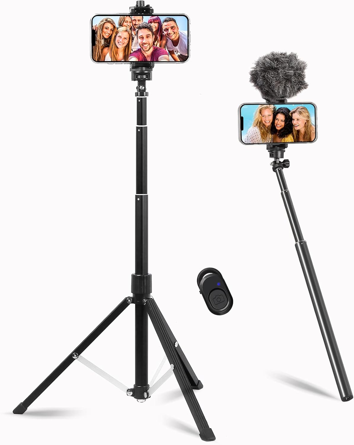 Lusweimi Phone Tripod, 63inch Selfie Stick Tripod for iPhone/Samsung