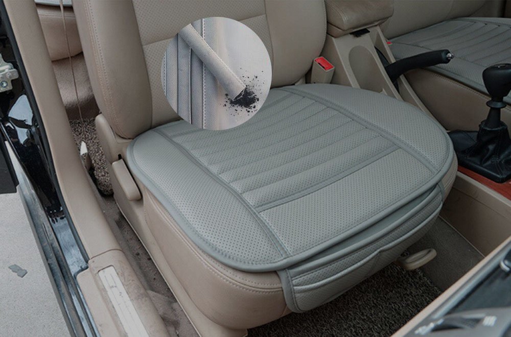 EDEALYN Auto Interior Accessories Styling PU Leather Car Seat Cover Pad Seat Cushion Mat Protective Cover for Car/Office Chair,Universal Seatpad (Gray)