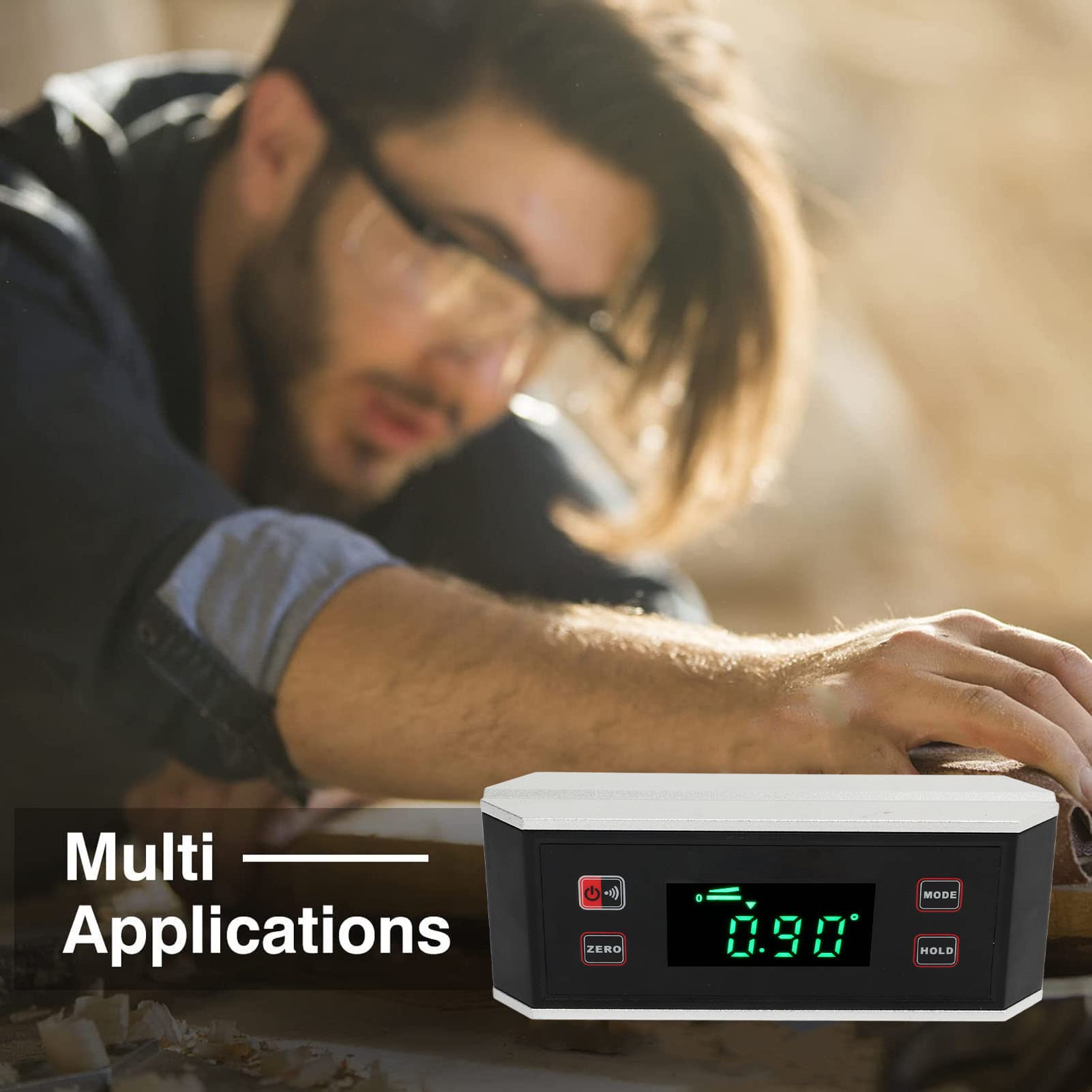 Digital Angle Gauge, V Groove Magnetic Base Inclinometer Waterproof Level Angle Finder LCD Backlit Screen Smart Level for Decoration, Woodworking, Architecture