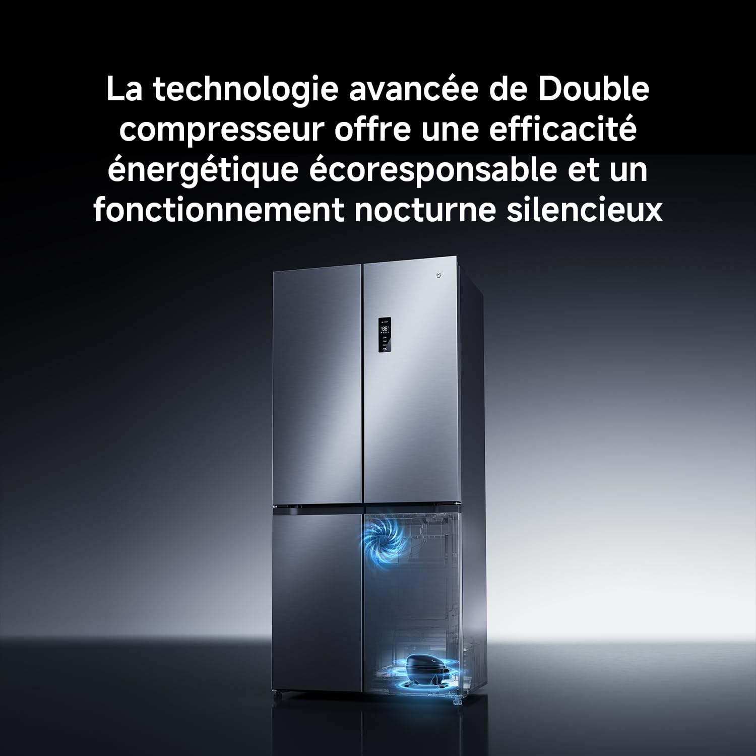 XIAOMI Mijia Réfrigérateur Multi-portes 502L, No Frost, Zone convertible i Fresh, Ag⁺ Antibactérien, Dual Inverter, Contrôle Intelligent, Faible Niveau Sonore, Argent, W852×D600×H1912 mm