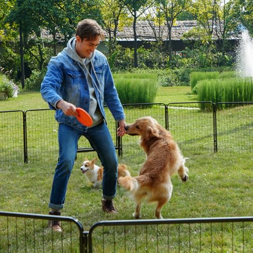 SunsGrove 6-teilig Welpenauslauf 80cm Hoch, Schwerlast Hundestall für drinnen mit 1 Türen, Anti-Rost Hundezaun, Automatische Verriegelung, Pet Playpen for Yard RV Camping, Schwarz