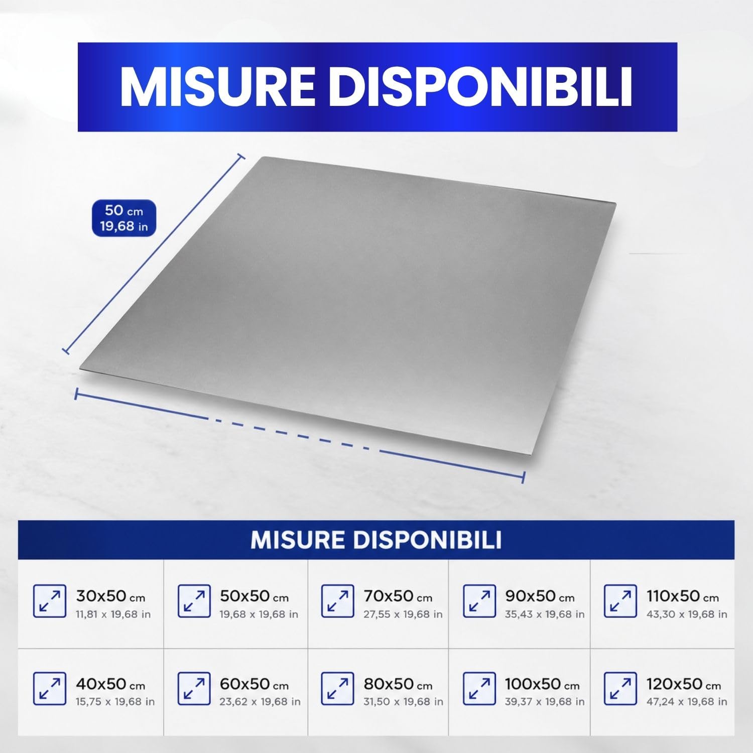 INOXLM Spianatoia per impastare Piano da Lavoro in Acciaio Inox Varie Misure per Cucina per Bar per Ristorante per impastare senza piega modello Capricorno (30x50 cm)