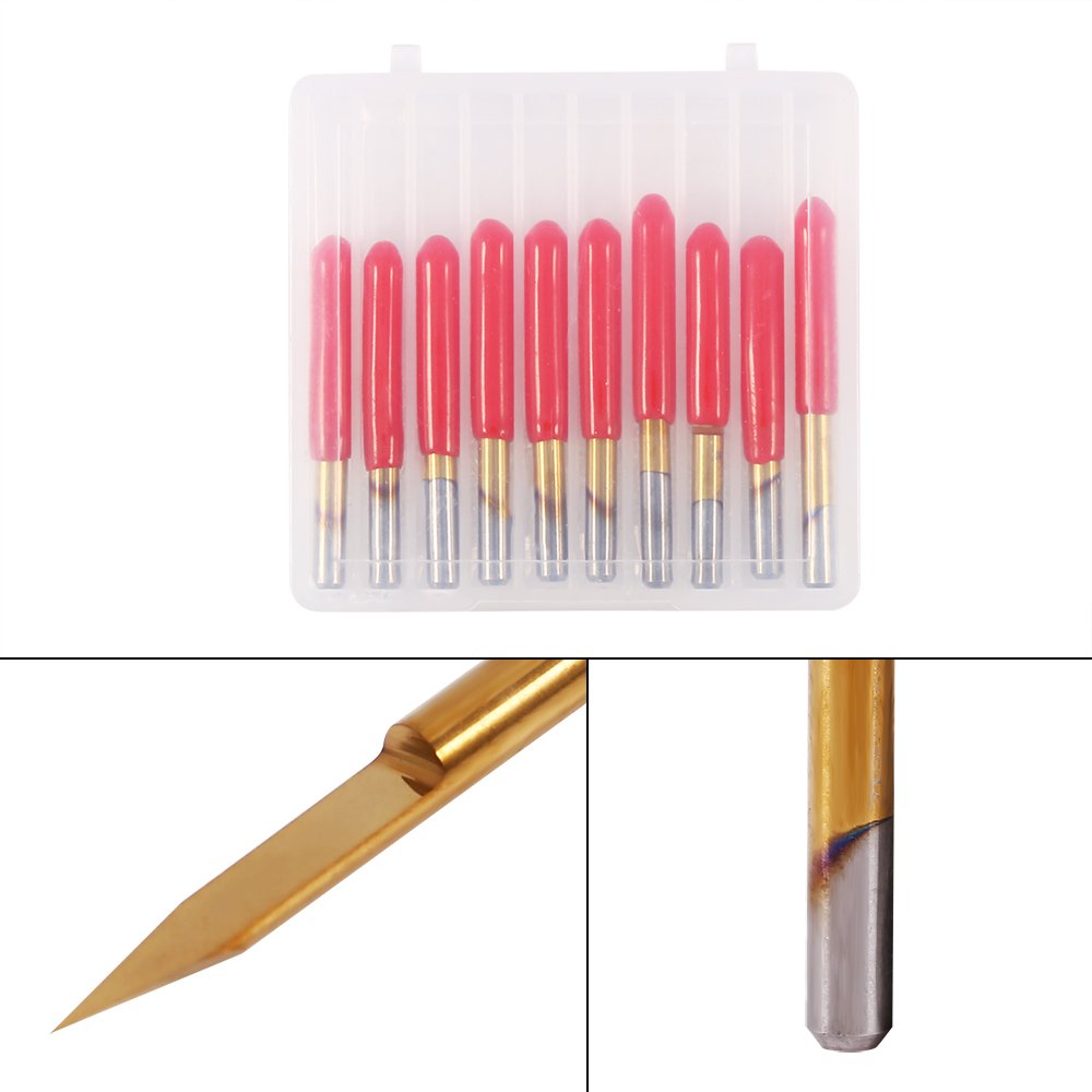 5 Punte Per Incisione CNC 30&deg; - 0.1mm, Rivestite In Titanio, Per Legno, Acrilico, PVC, Gambo 3.175mm