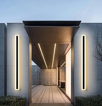 LS-PRO (48 inch/29w Outdoor Long Strip Modern LED Wall Lighting Fixture Lamps, Elegant Frosted White Acrylic, Black Aluminum Body IP65 Waterproof Anti Rust. (Warm White 3000K). 1 Year Warranty