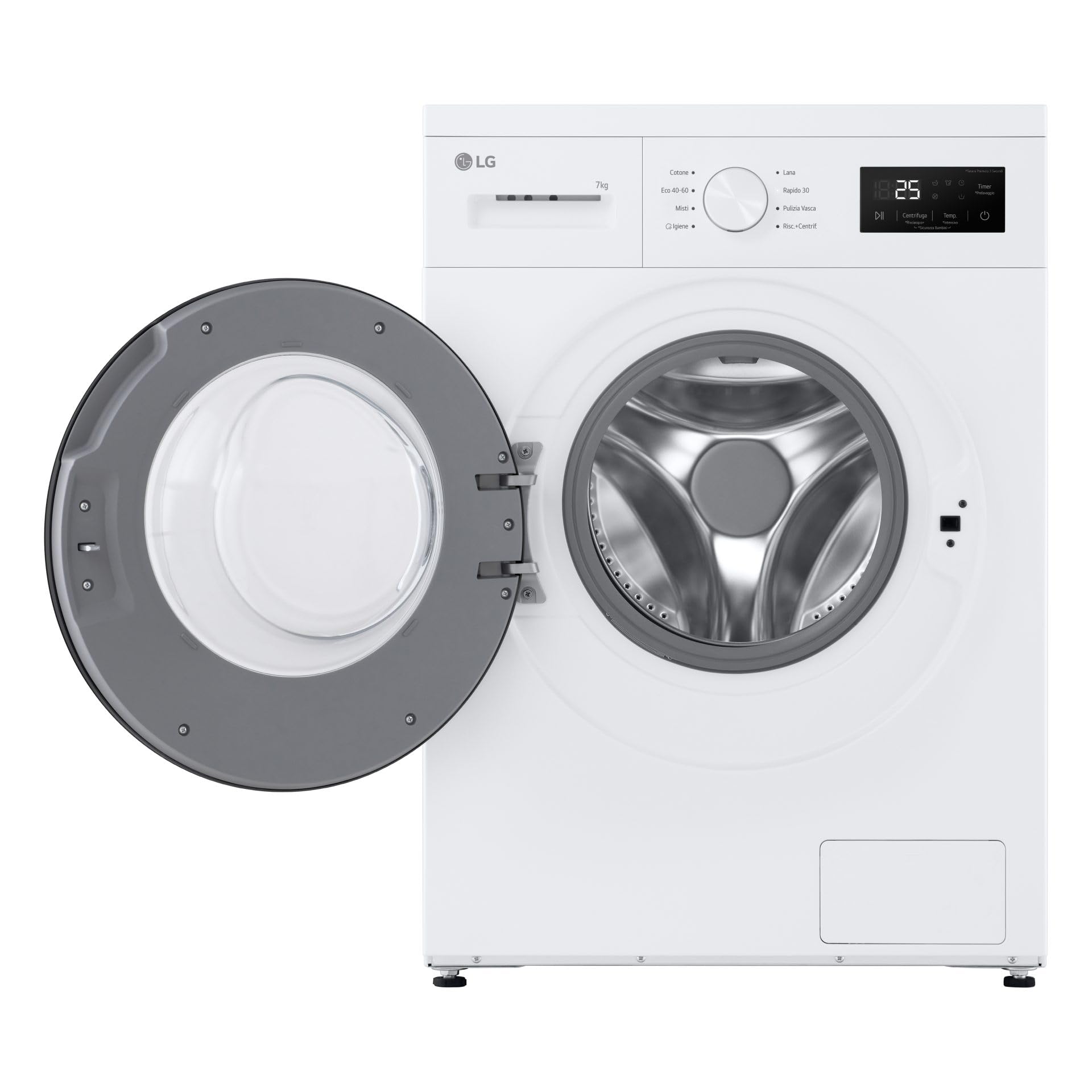LG F4NA10S7NWK Waschmaschine Slim 7 kg Frontlader Serie A1, Klasse A, 1400 Umdrehungen, Hygieneprogramm mit Dampf, Schnellwäsche, Wollprogramm, freistehend, schlichtes Design, Weiß
