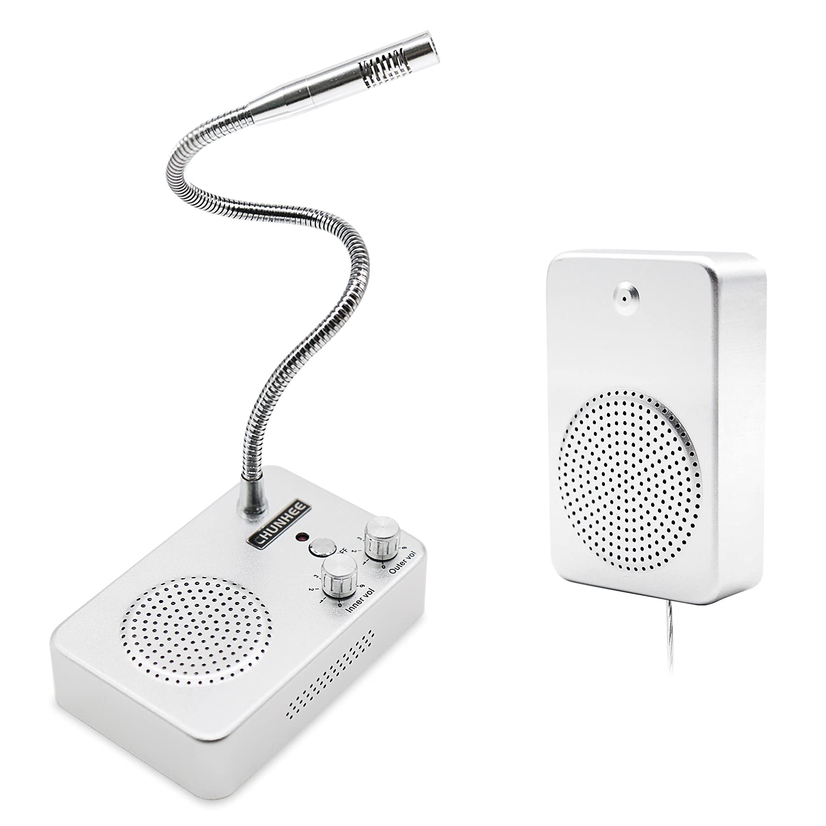 ChunHee Window Speaker Intercom System for Business,2 Way Intercommunication Bank Counter Window Microphone, Loud Speaker Voice Intercom for Glass Mount,Store,Restaurant,Clinic,Station