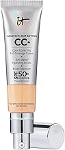 IT Cosmetics CC+ Cream - Natural Full Coverage Foundation With SPF 50+, Color Corrector & Anti-Aging Hydrating Serum, Hyaluronic Acid + Peptides, Lightweight Up To 24H Wear, All Skin Types- 1.08 fl oz