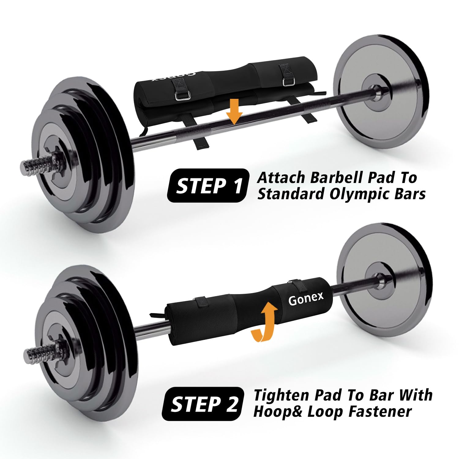 Gonex Mousse Barre Musculation Manchon à Squat pour Squats Lunges Hip Thrusts Haltérophilie, Barbell Squat Pad avec 2 Sangles de Cheville Bande de aux Hanches, Convient aux Barres Olympiques