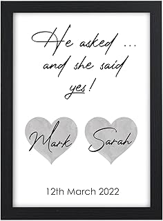 Beecreative She Said Yes Engagement Gifts, Engagement Gifts For Couples, Engagement Presents, Congratulations Gifts, Gifts For Fiance, Engagement Frame