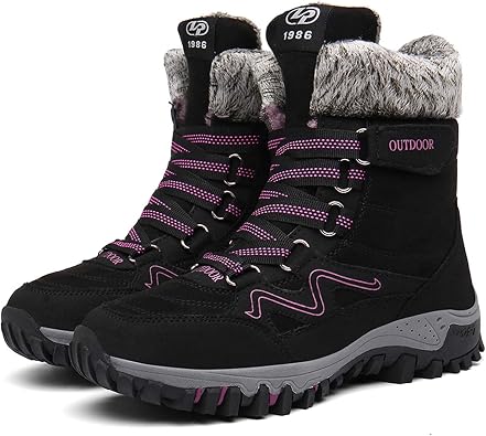 Eliogn Womens Snow Boots Winter Warm Plush Lining Non-slip Waterproof Outdoor Cotton Boots