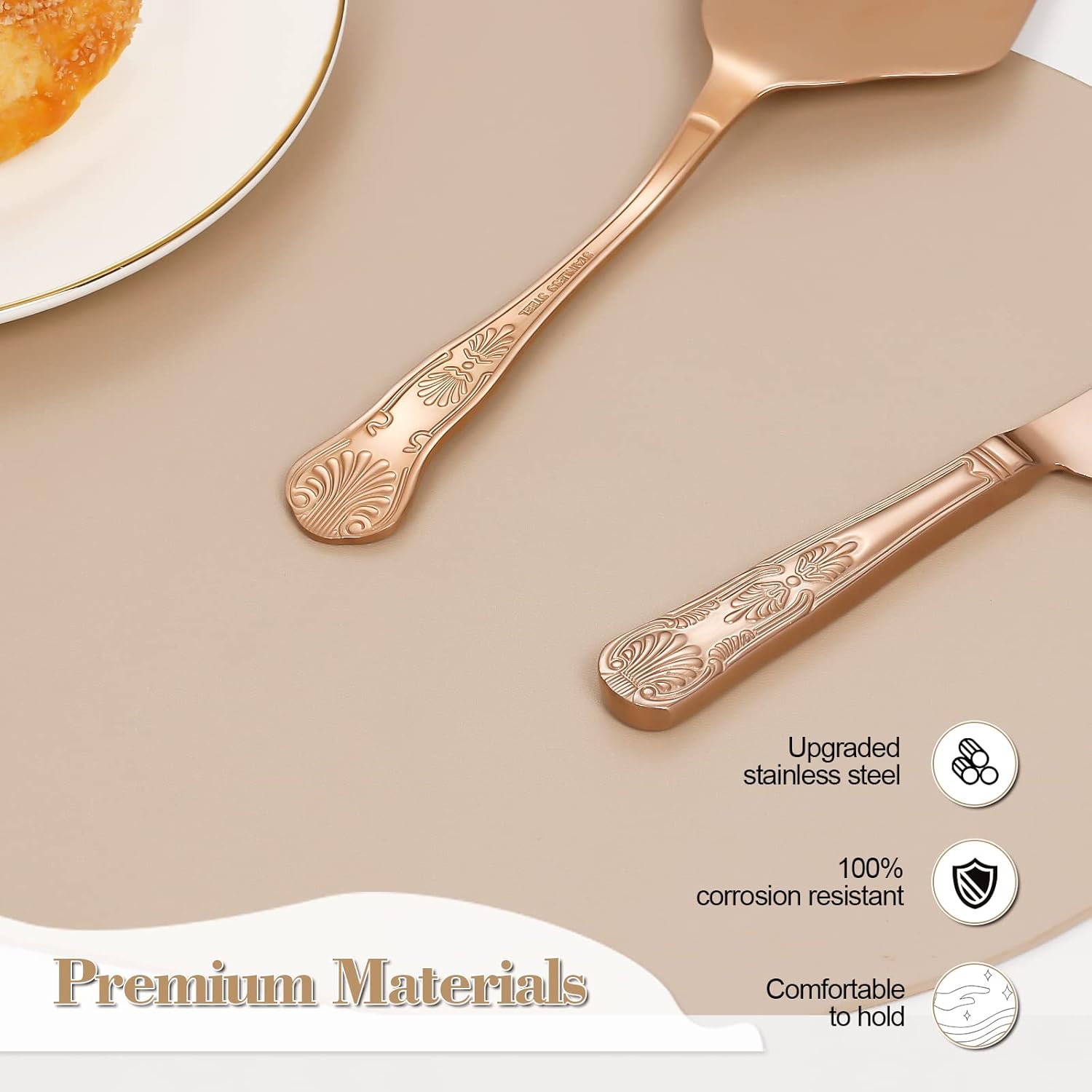 Cake Knife and Server Set, Personalized Cake Cutting Set For Wedding, Rose Gold Cake Cutter Pie Pizza Server Set, Engraved Cake Serving Set for Anniversary Birthday Party Gift (Rose gold)