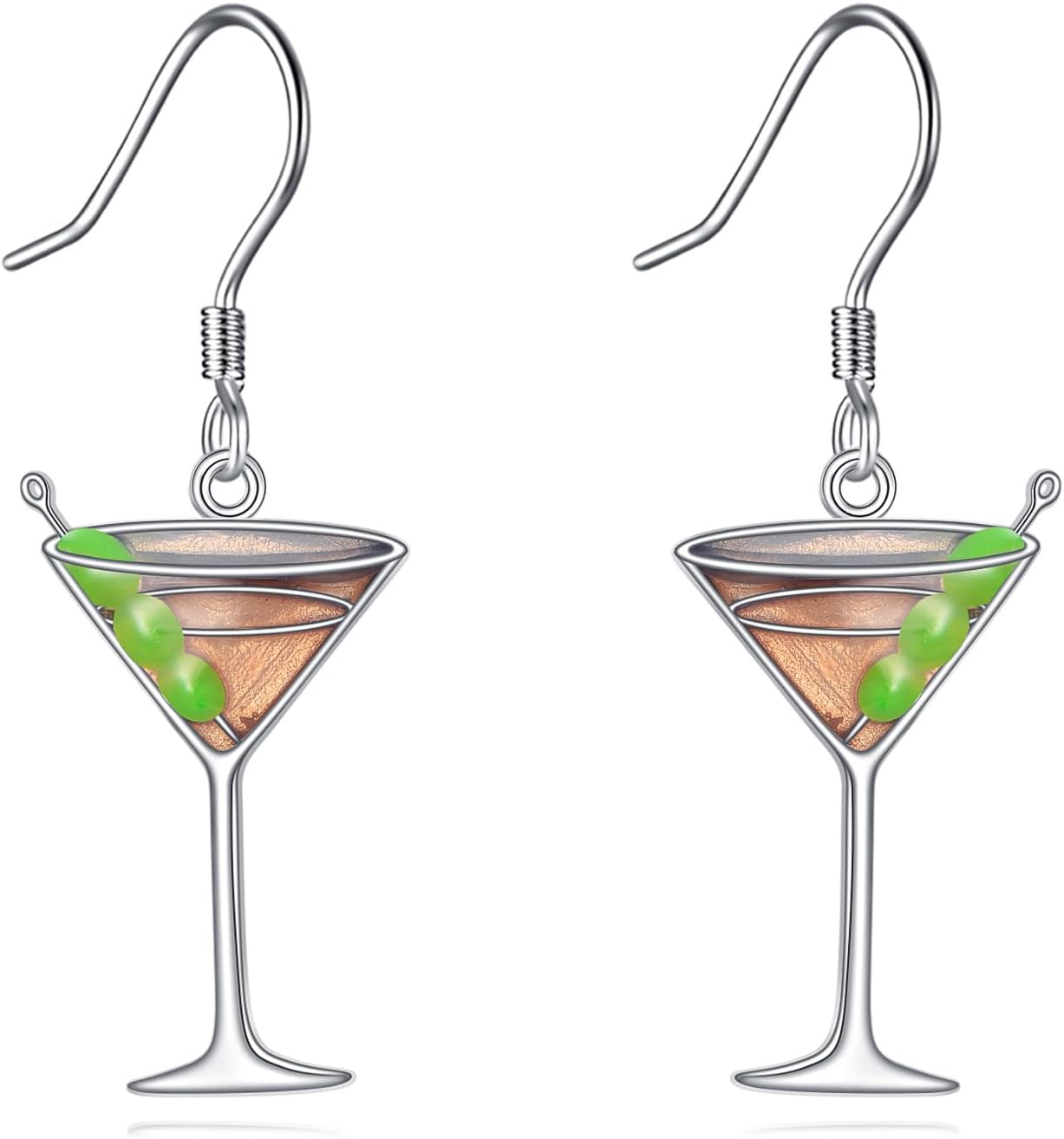 Cocktails Earrings 925 Sterling Silver Margarita/Martini/Champagne Dangle Earrings Cocktails Jewelry Gifts for Women