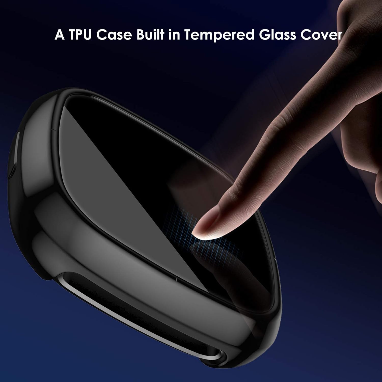 KIMILAR [2 Pack] Tempered Glass Screen Protector Case Compatible with Fitbit Sense / Versa 3, Ultra-Thin All-Around Full Cover Bumper for Versa 3 Smart Watch