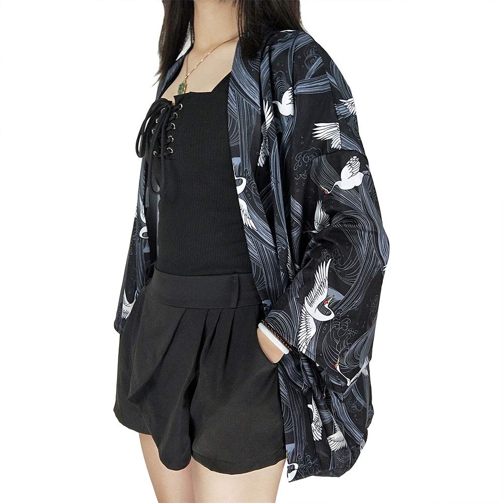 G-like Kimonos japoneses para mujer - Disfraz tradicional de Haori Robe Tokio Harajuku, diseño de dragón, chaqueta, camisa de noche, albornoz, ropa de dormir