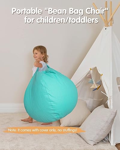 Miniatura 48 de Aubliss - Funda para organizar juguetes de felpa, se convierte en un puf cuando se rellena Se convierte en un puf para niños cuando está lleno. Aqua