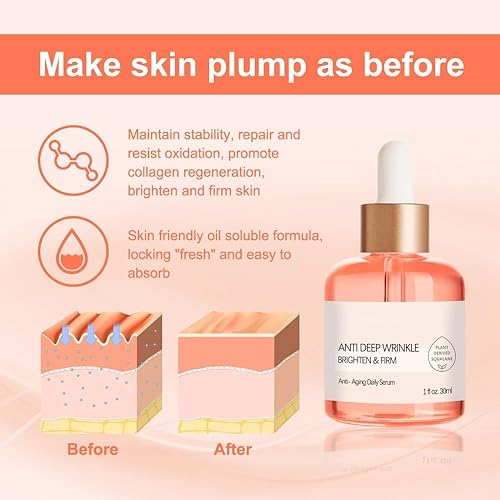 Miniatura 6 de Suero antienvejecimiento de rosas, aceite facial de escualano a base de plantas, aceite facial para iluminar, hidratar, reafirmar y revelar una piel