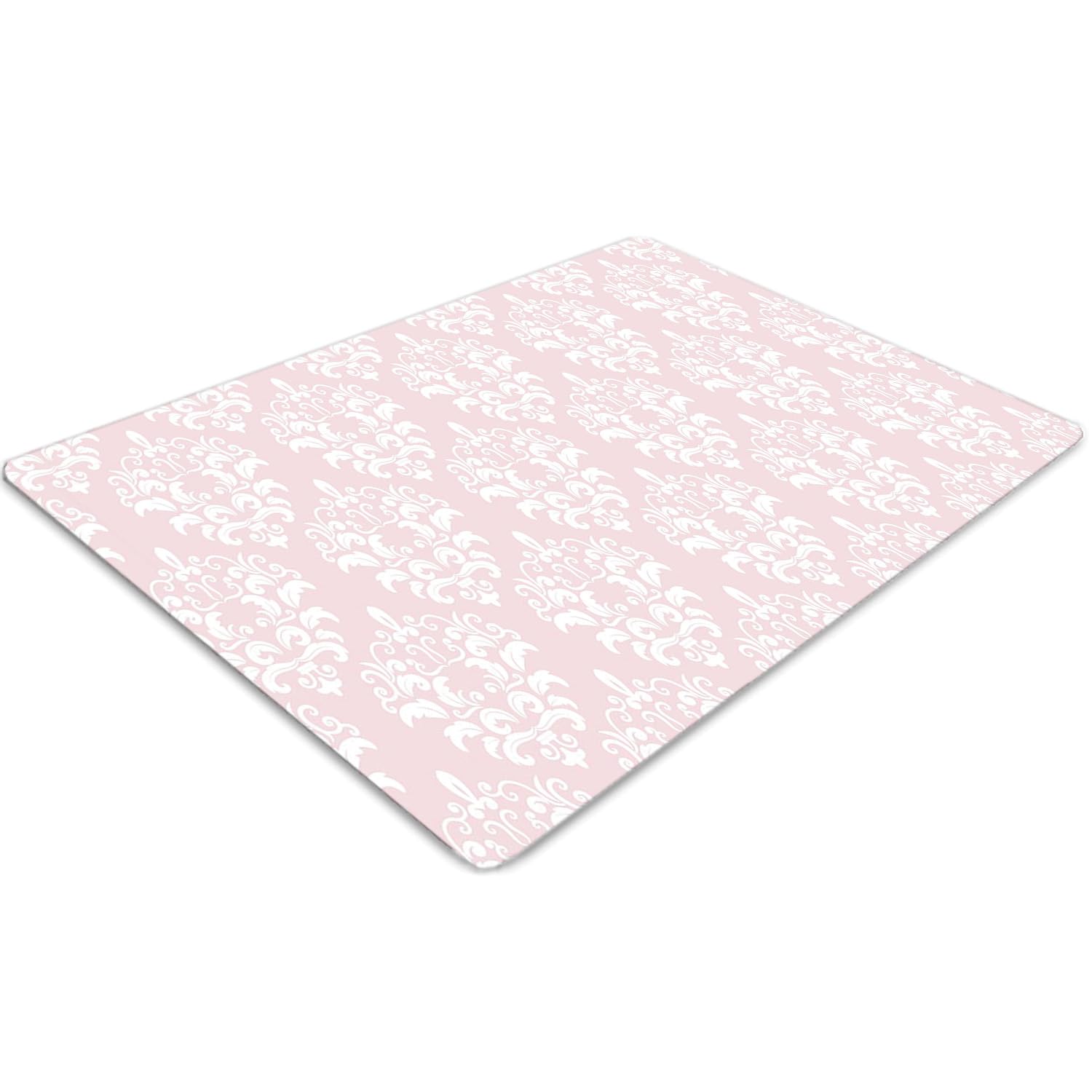 Tapis de protection de sol 120x90 cm rectangulaire en PVC imprimé Damas Rose pour la maison