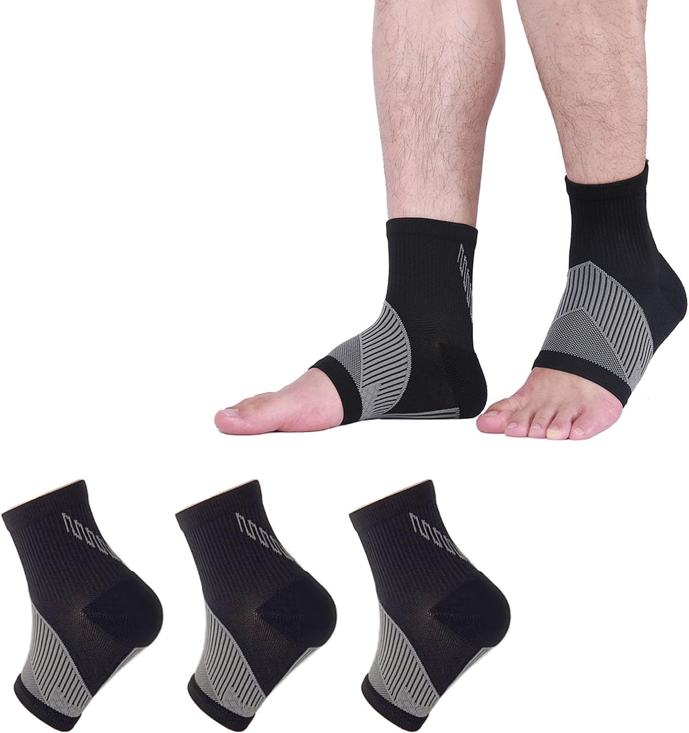 3Pairs Neuropathy Socks, Ankle Compression Sleeve for Men and Women, Soothe Relief Socks for Neuropathy Pain, Plantar Fasciitis Socks for Foot Pain Relief, Swelling, Sprain