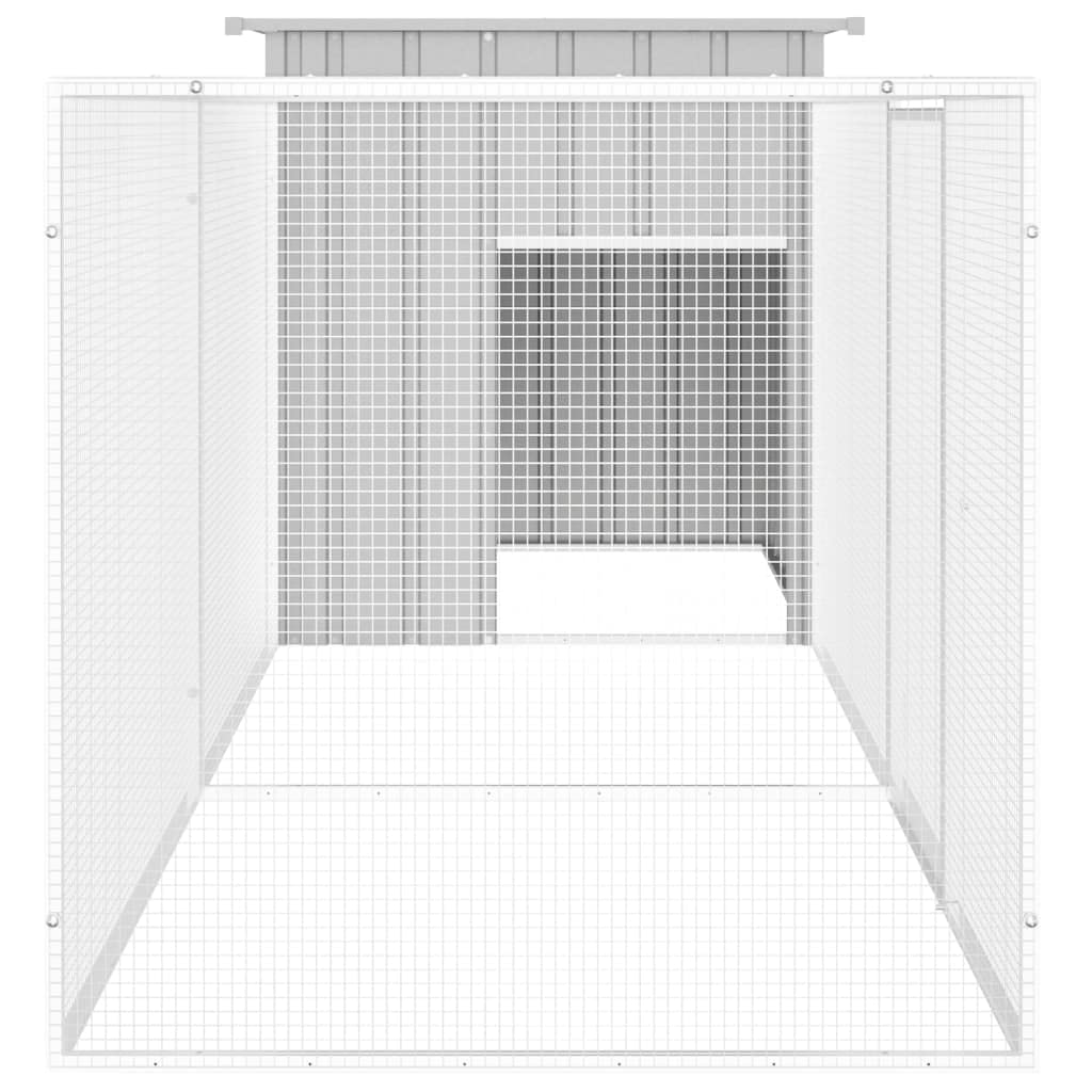 Hühnerkäfig Grau aus verzinktem Stahl 300x91x100 cm mit Erweiterungskäfig sicherer Kleintierkäfig für Hühner, Enten, Kaninchen, Nagerheim, Outdoor Auslauf, Stall und Freilauf
