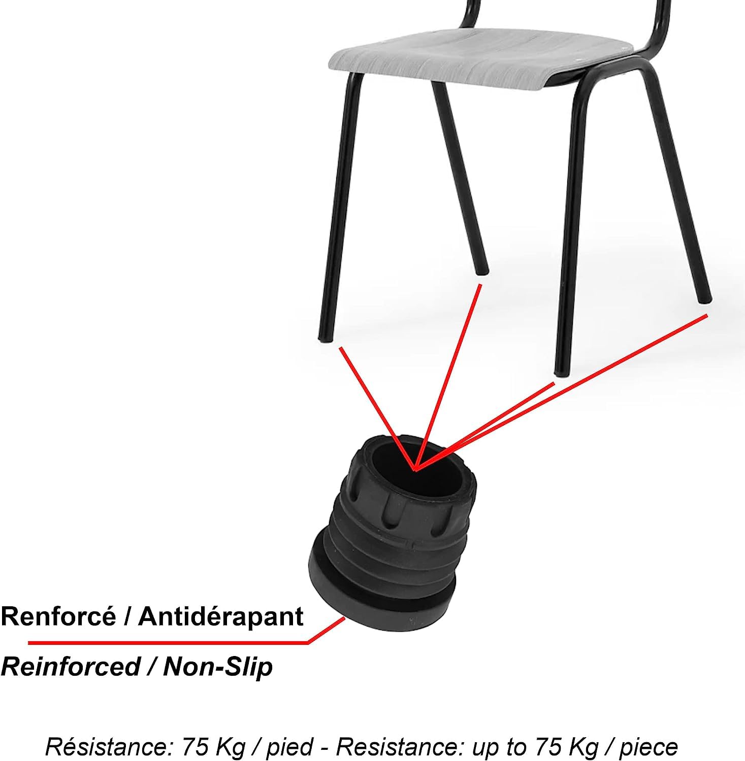 Lot 16 Embouts Bouchons Patin Caoutchouc 12 Mm Pied Chaise Table Tabouret Meuble