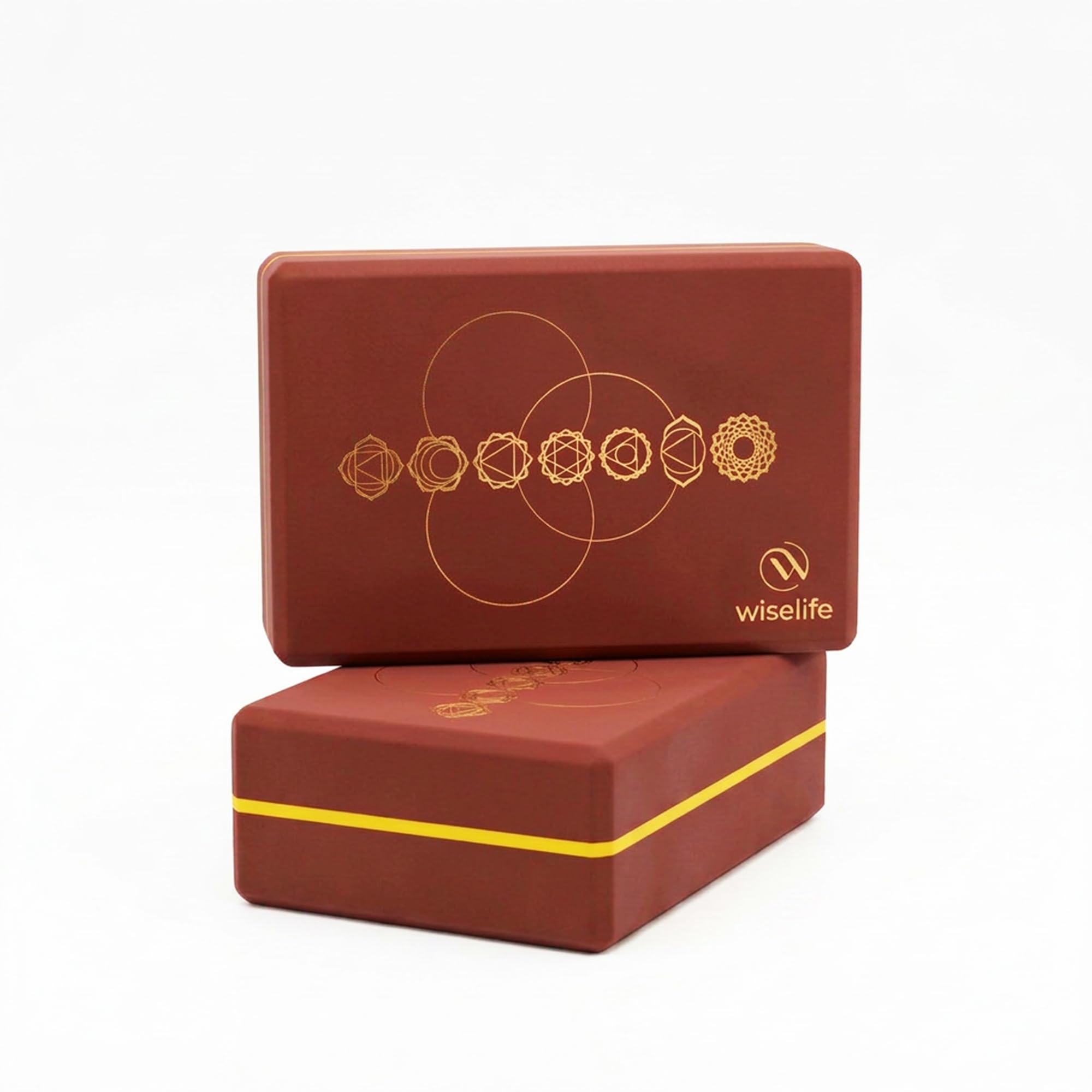 WiseLife Printed Yoga Blocks | Yoga Brick (Pack of 2, Extra Large Size), High-Density EVA Foam Soft Surface for Balance, Support & Performance, Strength Training Exercise (Wine Chakra)-picture-34