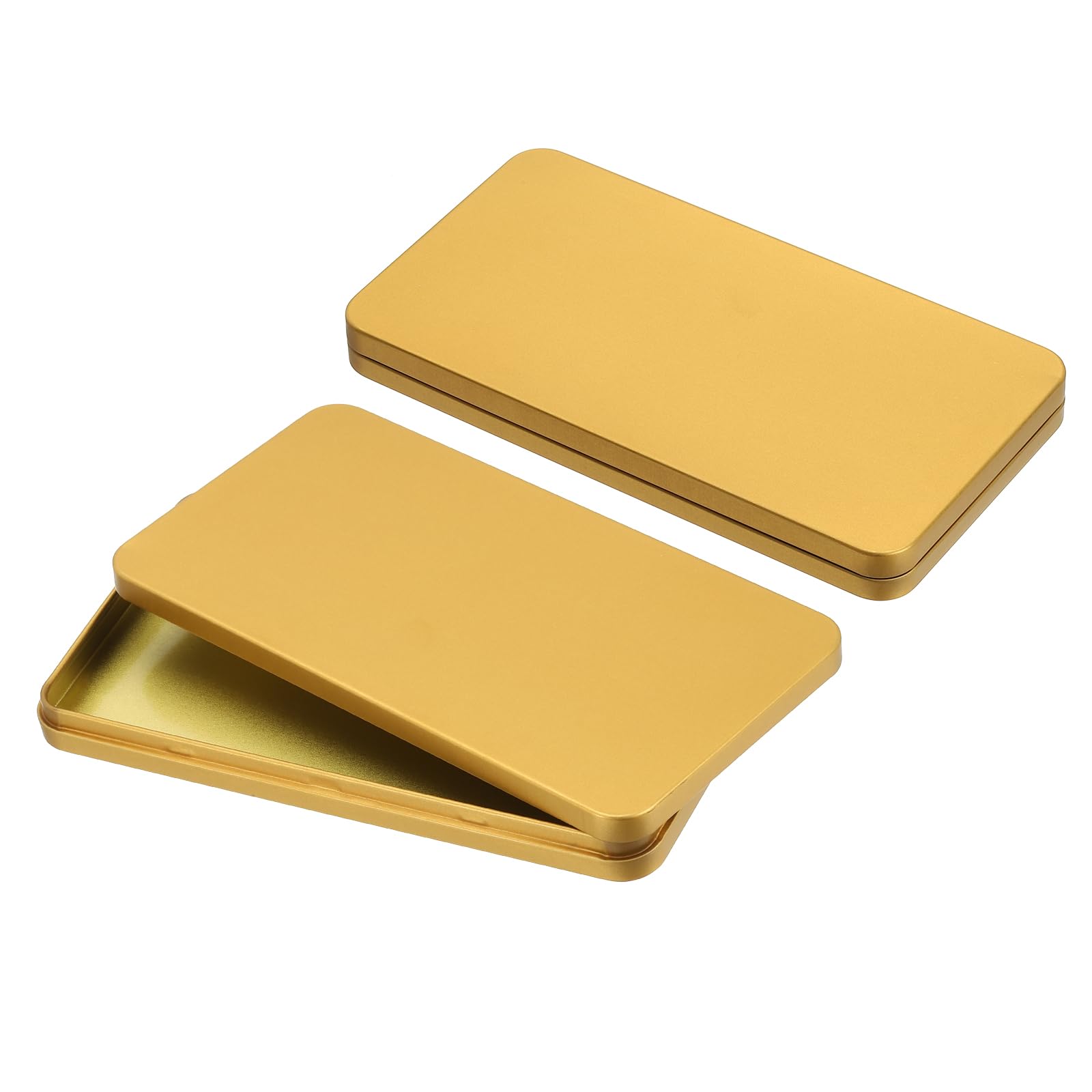 PATIKIL Small Cash Box, 2 Pcs Money Holder Metal Tin Box Cash Tray Money Organizer Case for Cash Ticket Credit Card Check Gift Gold