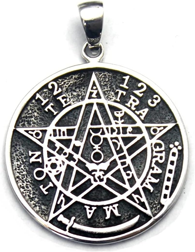 COSUMOSU Inverted Pentacle Devil star 925 sterling silver pendant - Tetragrammaton large