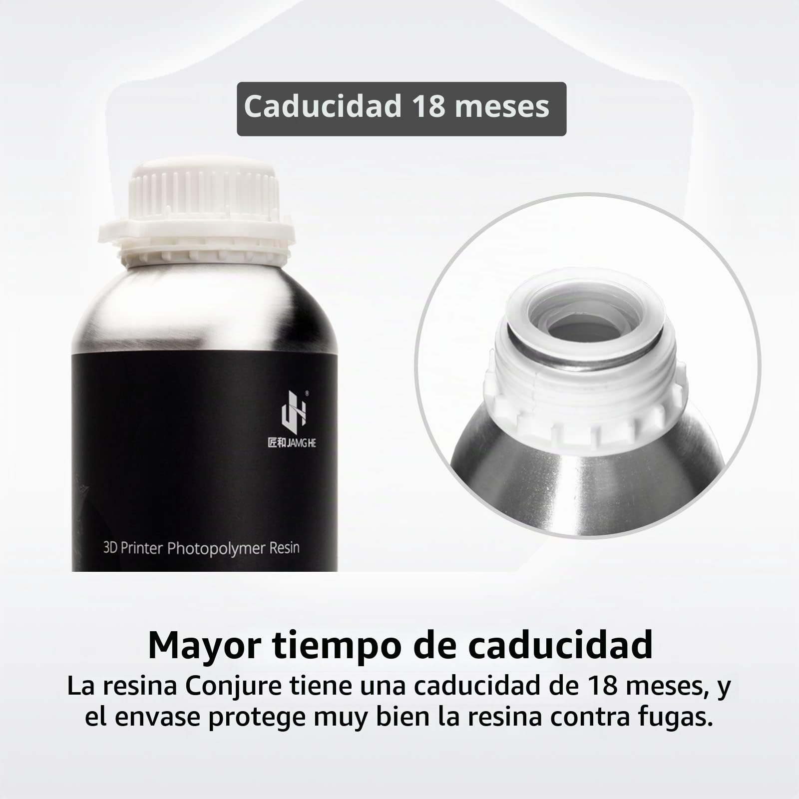 Conjure Rígida Resina Gris Atómico 1 kg para Impresora 3D | Técnica Resina con Geringer Contracción, Hohe Präzision, 405 nm, Gris Atómico, 1000 g
