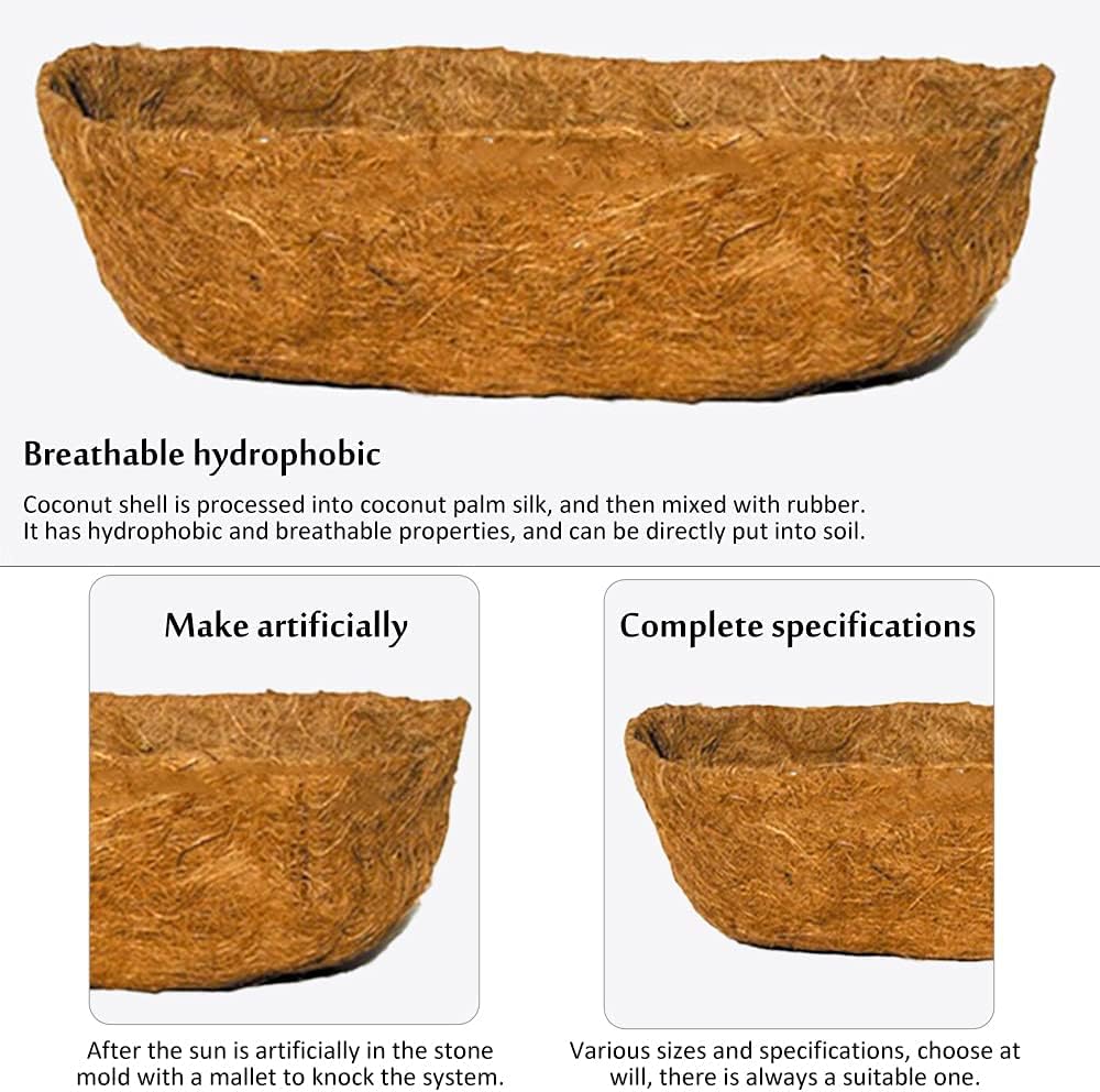 3 Pack 30in Coco Liner for Planter, Natural Coco Coir Wall Basket Planter Liner for Garden, Coconut Liner Roll Hanging Basket Pad, Replacement Coconut Husk for Patio Porch Garden Decor