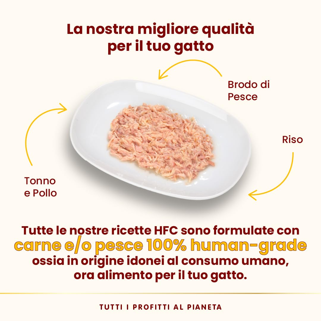 Almo Nature HFC Natural, Alimento Umido per Gatti - Tonno e Pollo - Confezione da 3.6 kg (24 x 150 g)