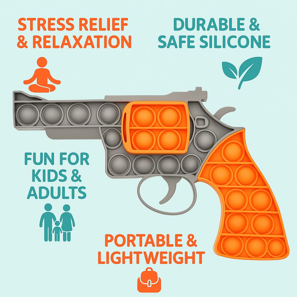 RANZAH Pop It Fidget Toy Gun, Silicone Bubble Sensory Toy - Image 3