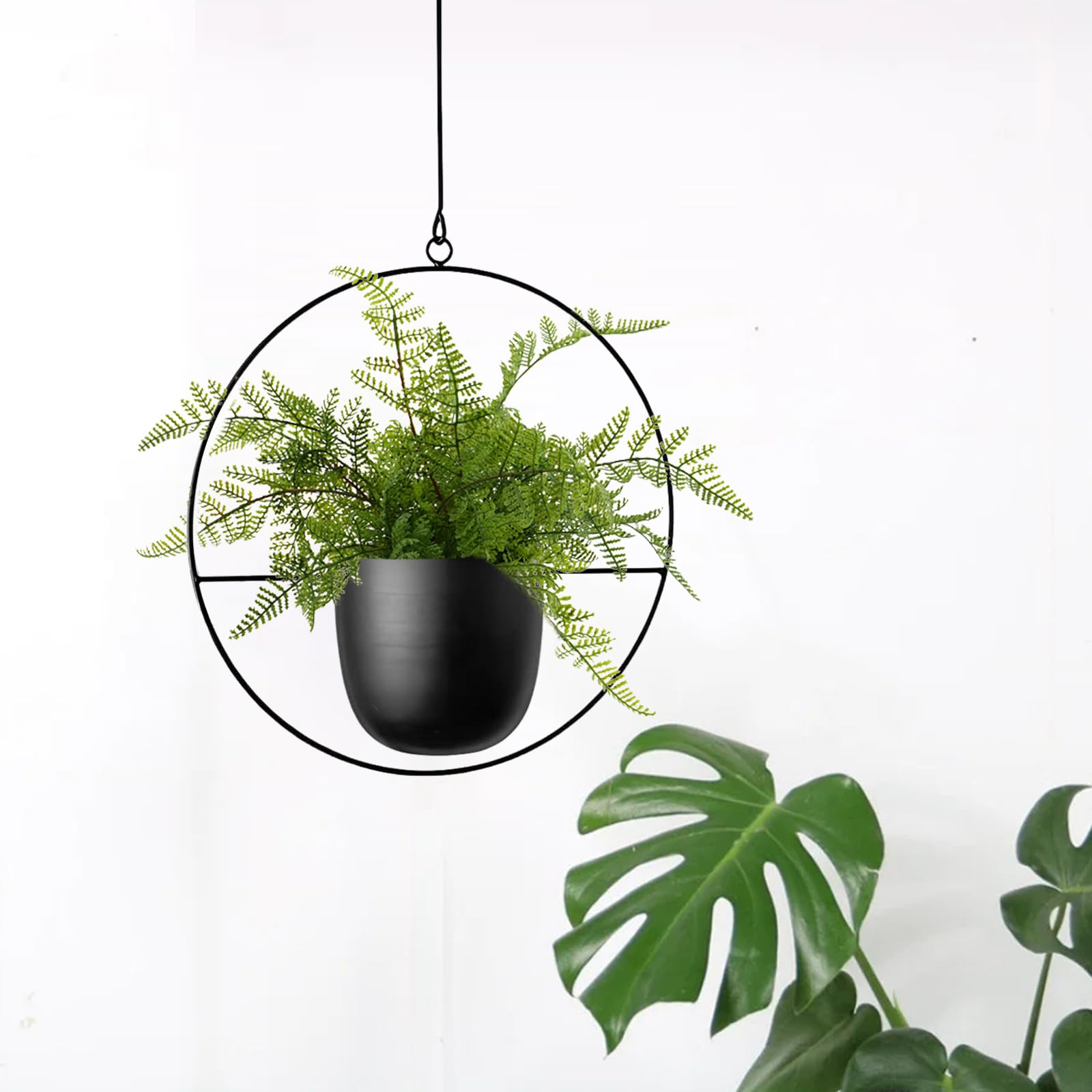 maxant Blumenampel, Hängende Pflanzgefäße, 2 Stück Metall Hängend Blumenampel, Schwarz Decke Hängende Blumentopf, Pflanzen Blumentopf Hängende, für Innen- und Außenbereich, Deko für Zuhause, Büro