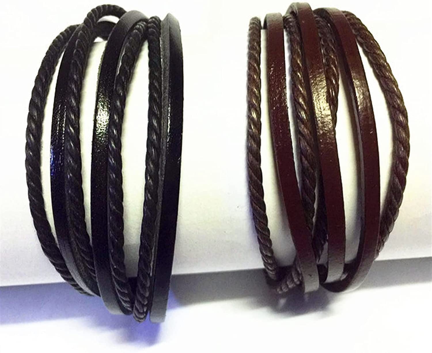 Pulsera de joyería de moda, pulsera de cuerda trenzada de cuero multicapa, pulseras y brazaletes for hombres y mujeres
