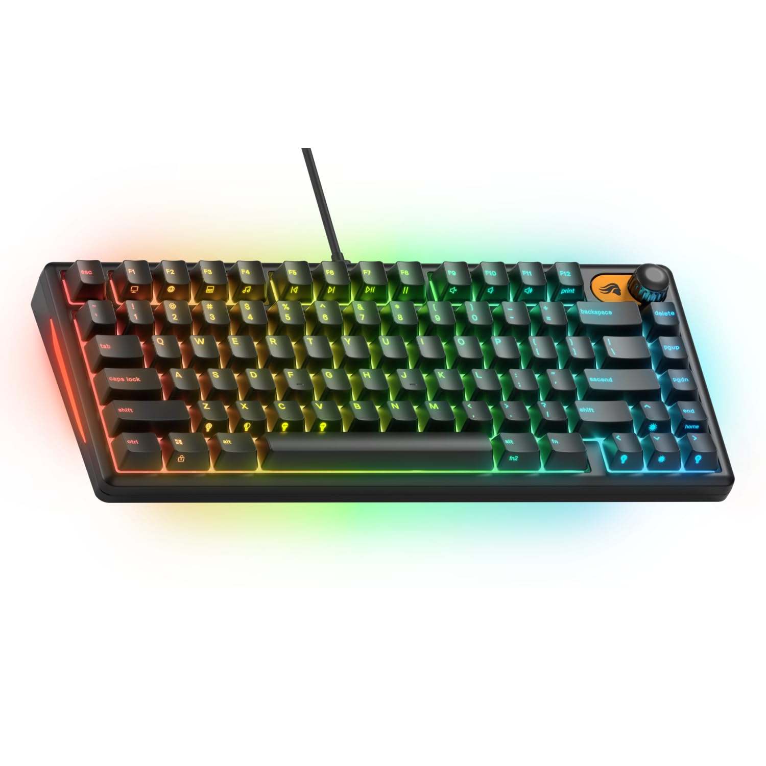 GLORIOUS GMBK 75% Teclado Gaming Mecánico IP57 QWERTY UK (Negro) | Resistente al agua y polvo, teclas intercambiables, iluminación RGB de 10 zonas, switches silenciosos y muy sensibles duran