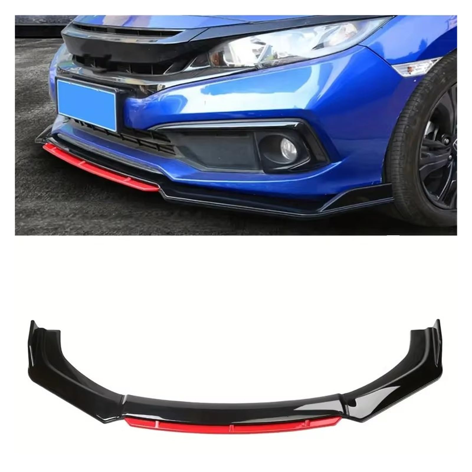 Spoiler Posteriori Ricambi Auto Paraurti Anteriore Universale Auto Kit Carrozzeria Labbro Anteriore Paraurti Anteriore Spoiler Diffusore Sotto Labbro Anteriore Spoiler Posteriore Auto(Red)