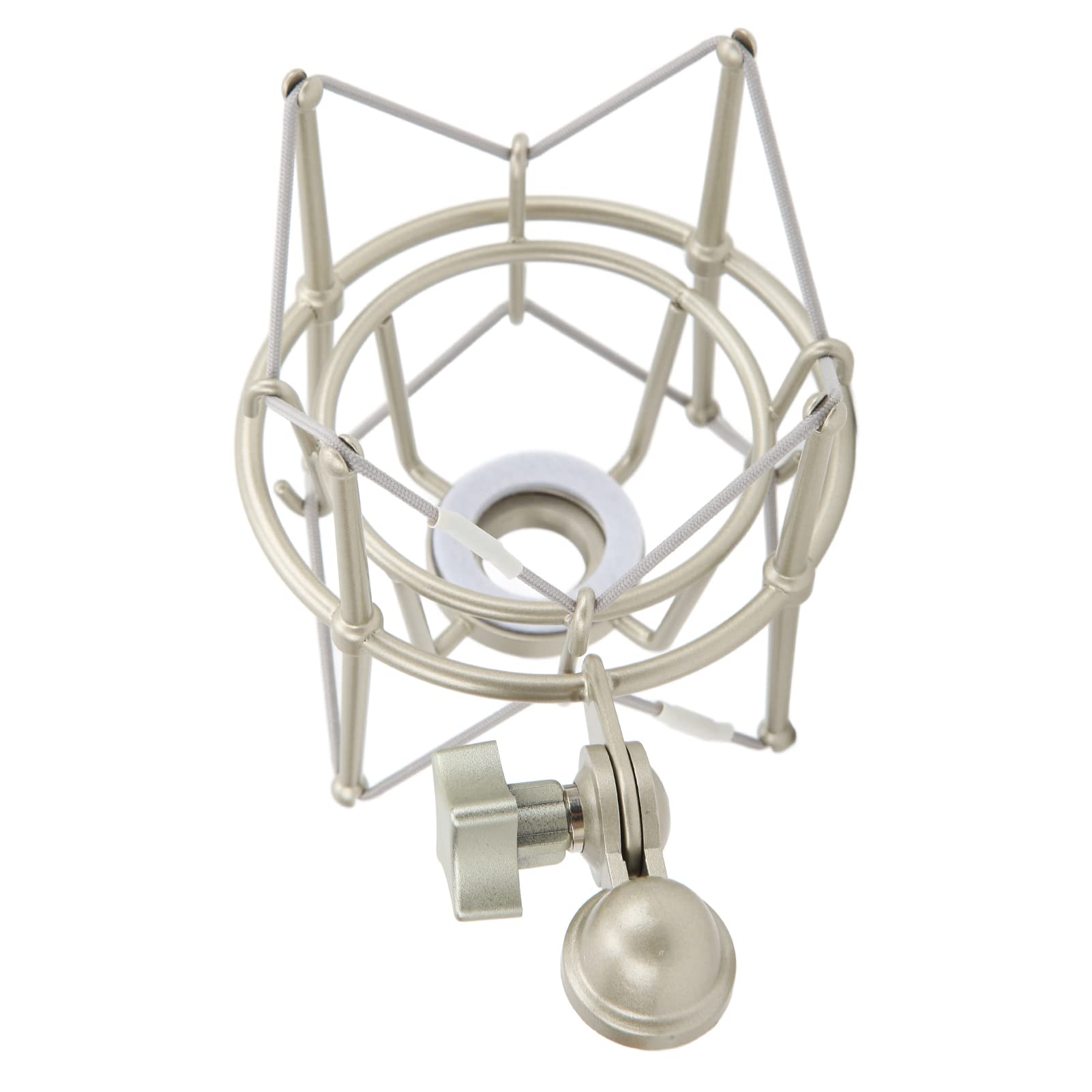 Jelquix Microphone Shock Mount Clip Anti Vibration Holder Adjustable for Recording Studio Durable Metal 21mm (Champagne Silver)