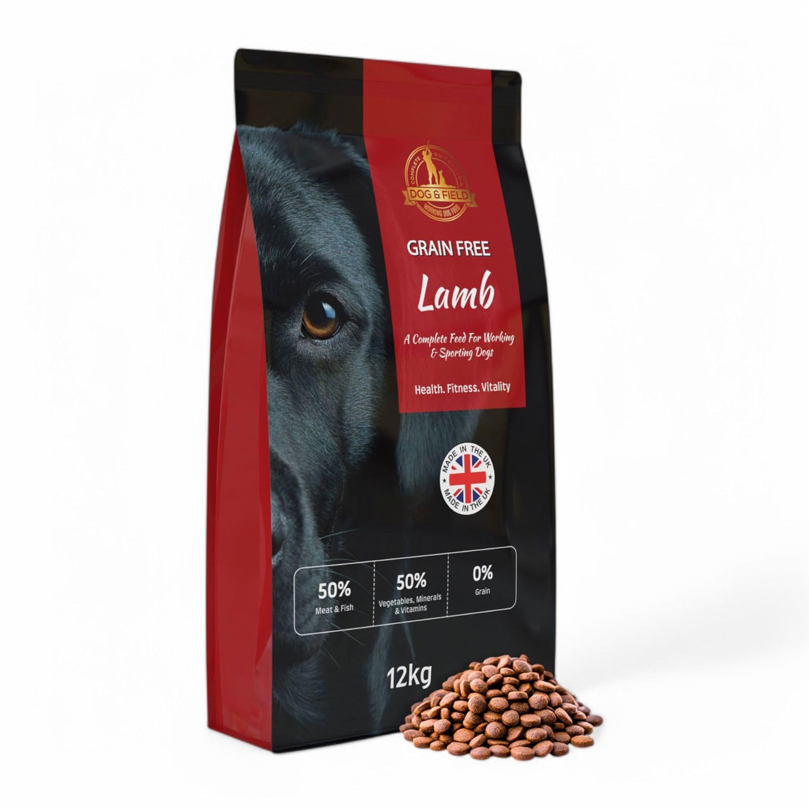 Dog & Field Grain Free Dry Dog Food 12kg – Complete Hypoallergenic Adult Dog Kibble with Sweet Potato – Nutritionally Balanced Dry Biscuits - Lamb & Sweet Potato