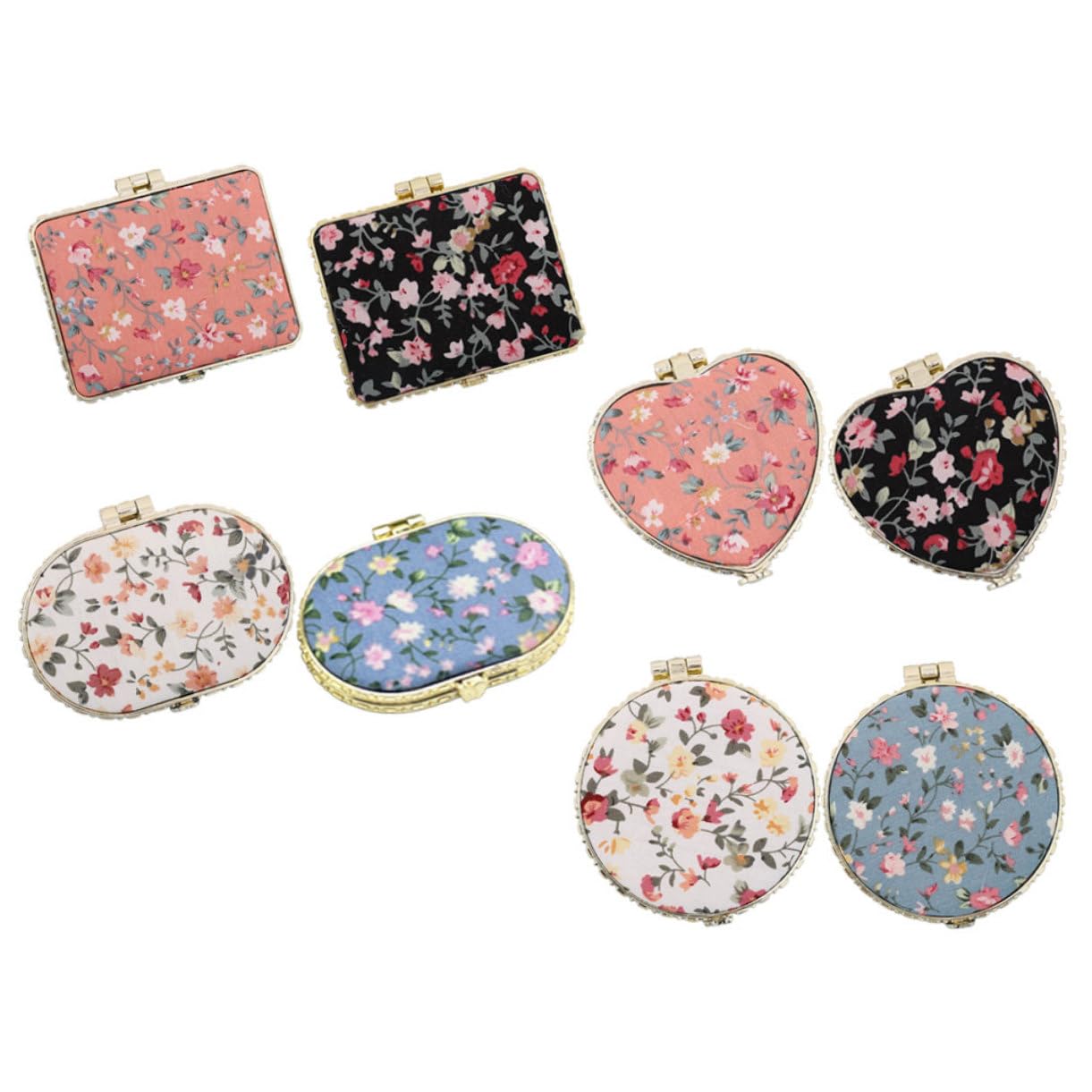 Miroir de poche à imprimé floral Healvian pour retouches maquillage en voyage