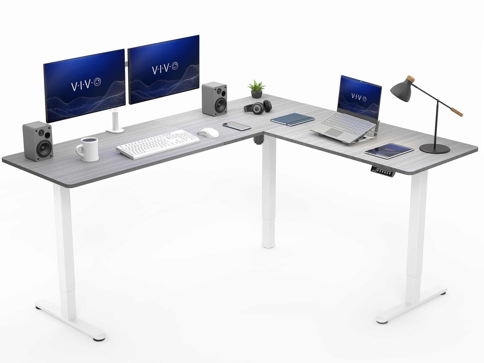 VIVO Corner Standing Desk, 75 x 63 inch L-Shaped Workstation | Mubboo