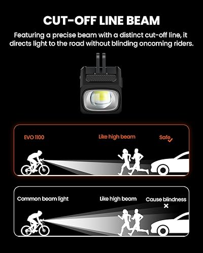 Miniatura 3 de MagicShine EVO 1100 Underneath Mounted Bike Light, Cut-Off Line Beam,High-Power LED USB-C Rechargeable,Memory Function IPX6 Waterproof Bicycle