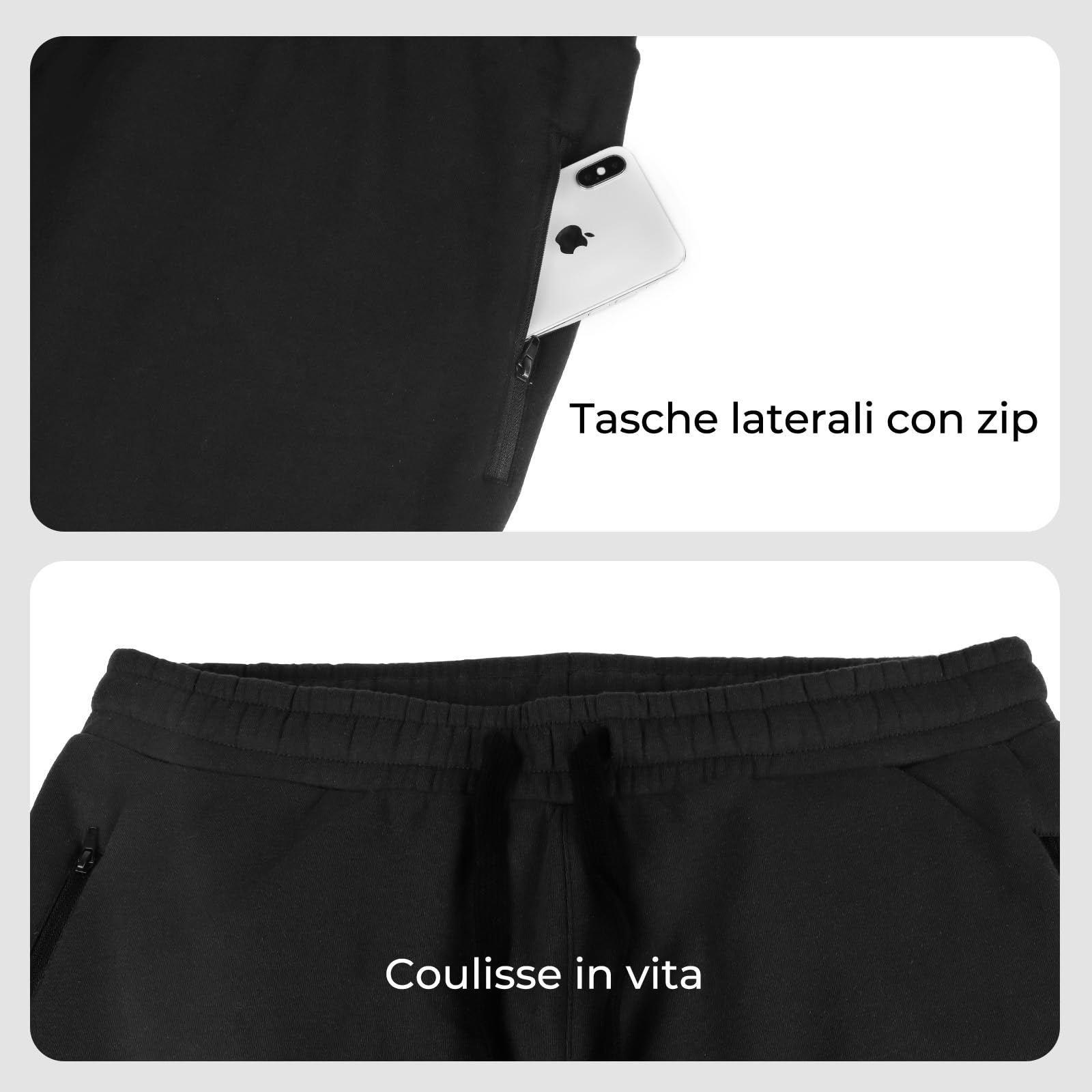 ineepor Pantaloni Tuta Uomo Invernali Pantaloni Termici Sportivi Uomo Felpata Pile Foderato Fleece Joggers Pantaloni Larghi Baggy Cerniera Tasche Laterali