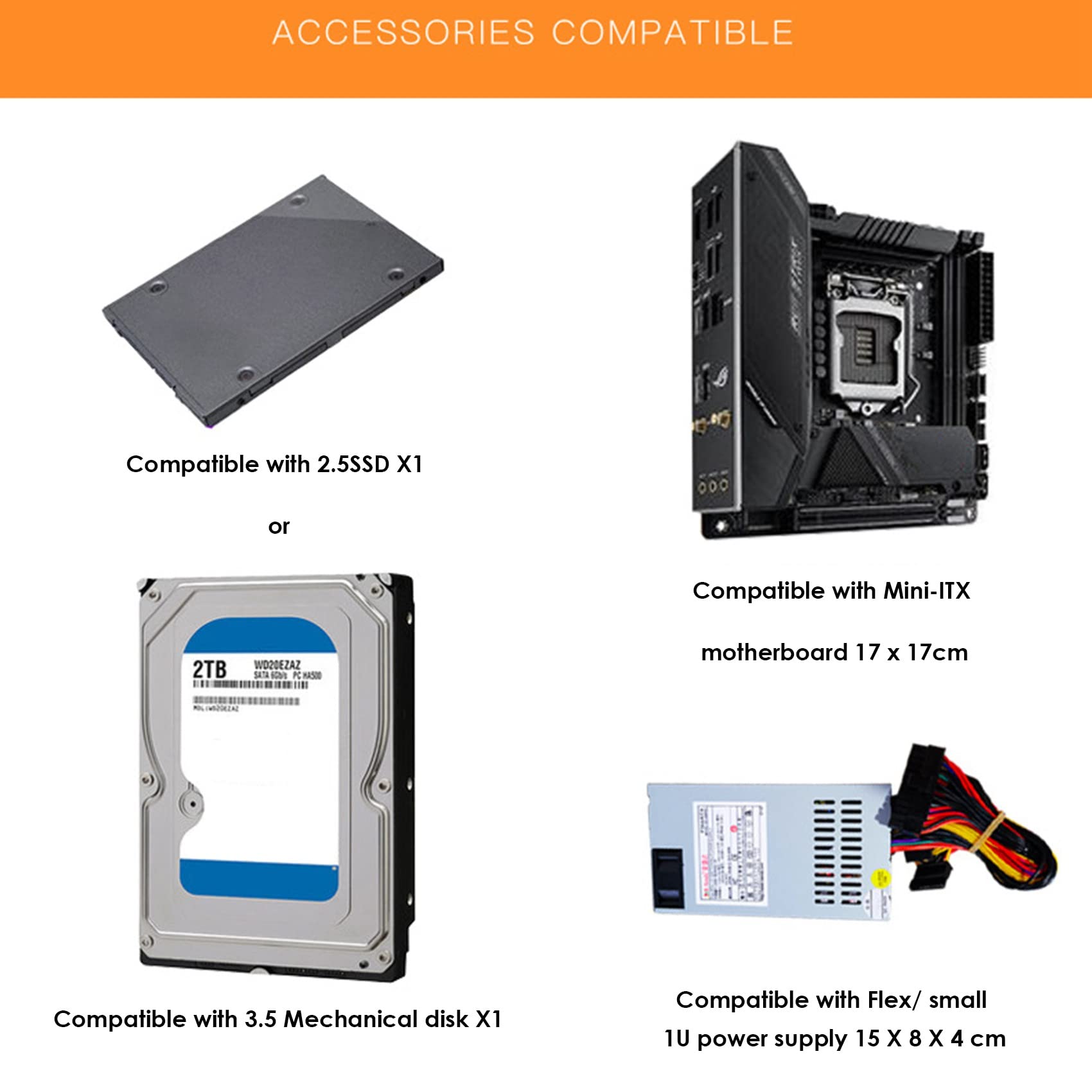 A09 HTPC Mini ITX Châssis de PC de Bureau USB2.0 - Boîtier D'Ordinateur Noir pour Maison